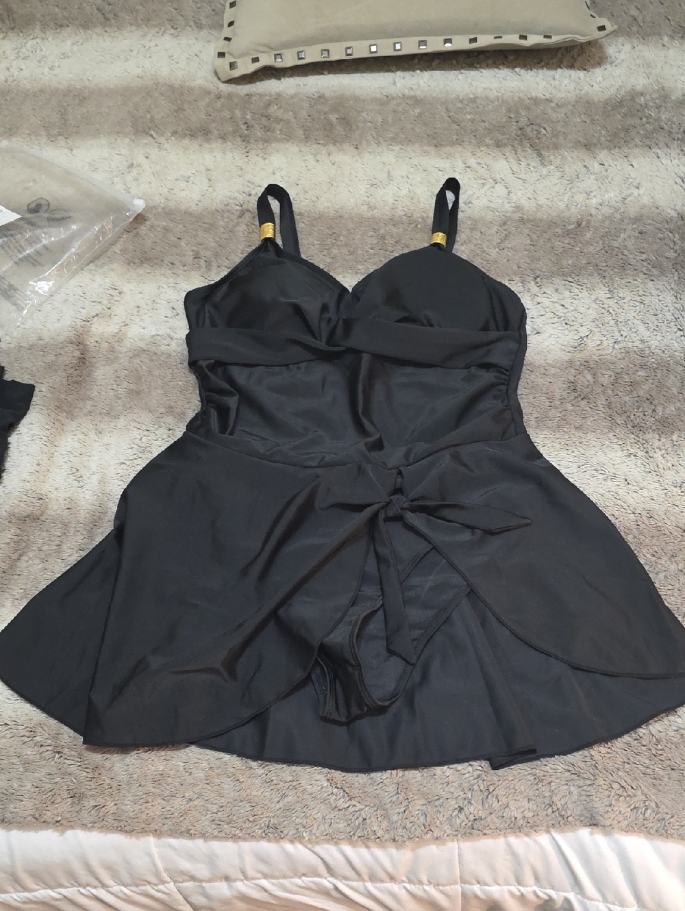 Black Women’s Swimdress with Built-In Brief